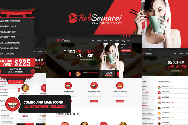 Red Samurai - Sushi and Asian Restaurant HTML