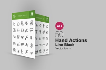 50 Hand Actions Line Icons