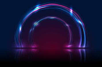 Blue ultraviolet neon glowing circles