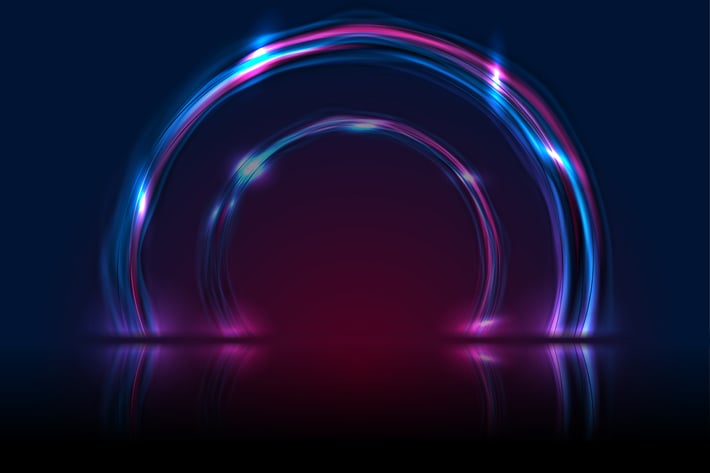 Blue ultraviolet neon glowing circles