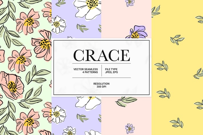 Crace – spring flower vector pattern