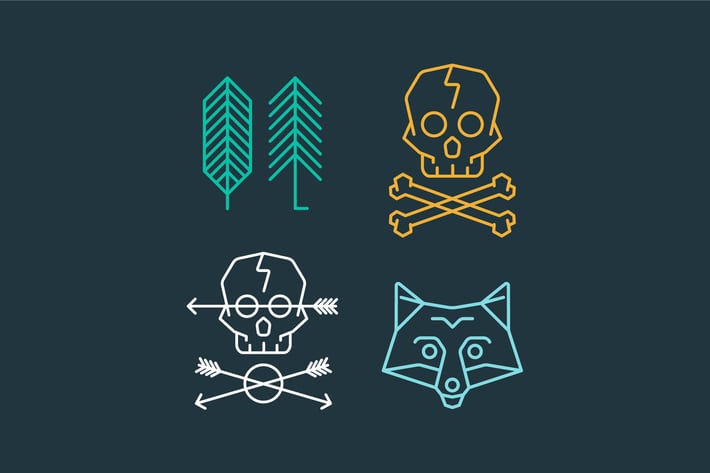 Vector set of cool logo templates on background. R