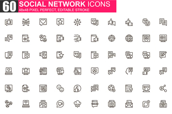Social Network Thin Line Icons Pack