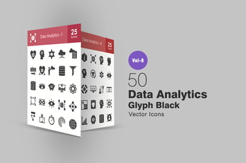 50 Data Analytics Glyph Icons