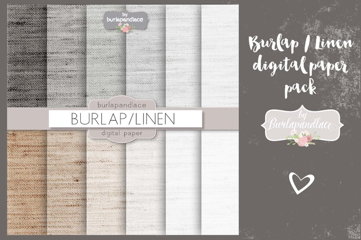 Burlap/linen grey digital paper pack