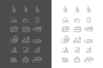vector logos of icons with architecture houses