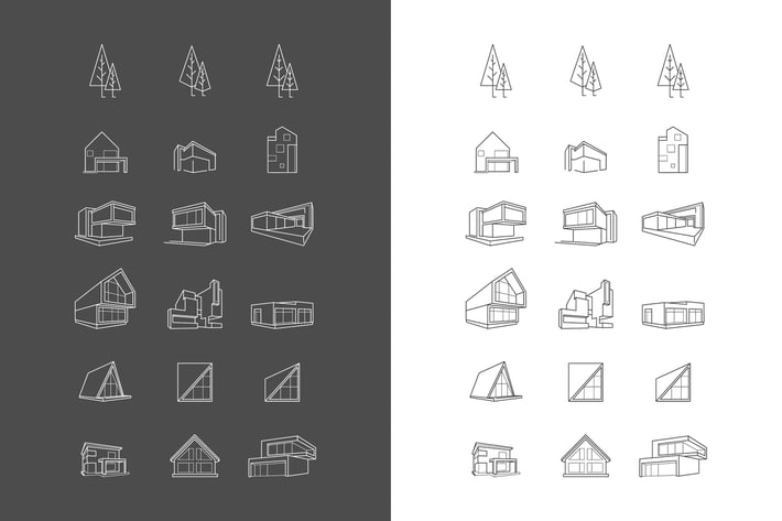 vector logos of icons with architecture houses