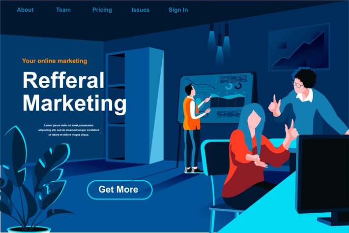 Referral Marketing Isometric Web Page Flat Concept