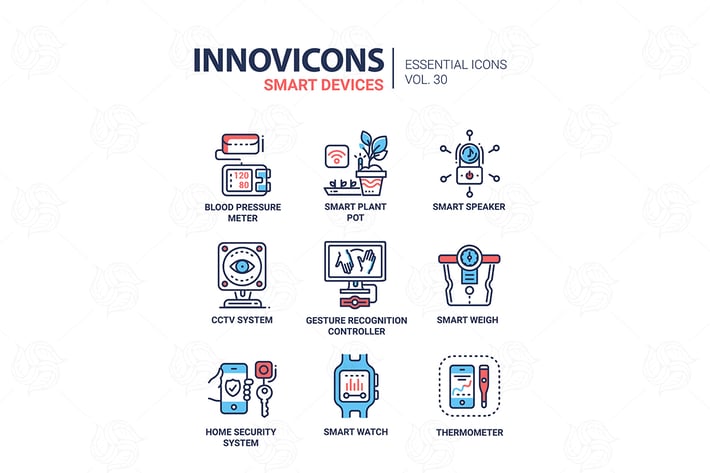 Smart Device - modern vector line icons set