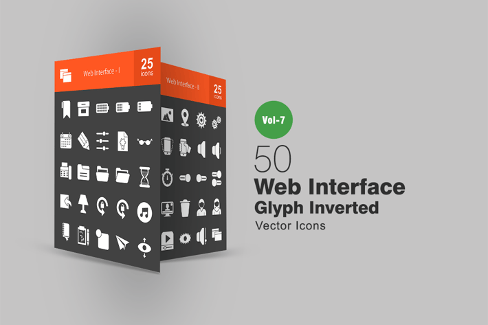 50 Web Interface Glyph Inverted Icons
