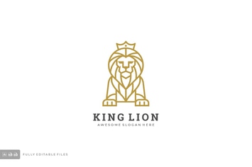 Lion Line Art Style Logo Template