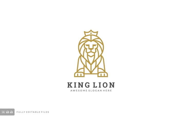 Lion Line Art Style Logo Template