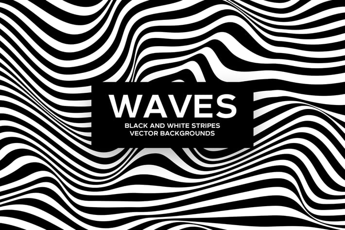 Black and White Striped Waves Vector Backgrounds