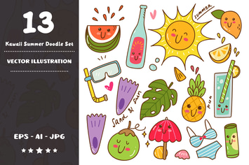 Kawaii Summer Doodle Set