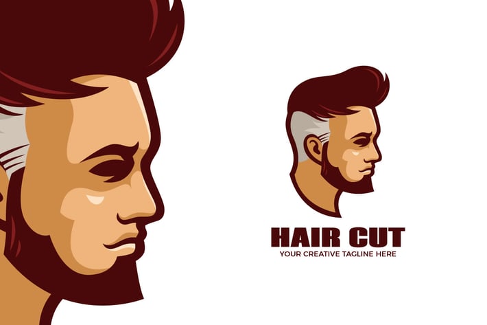Haircut Barbershop Cartoon Mascot Logo Template