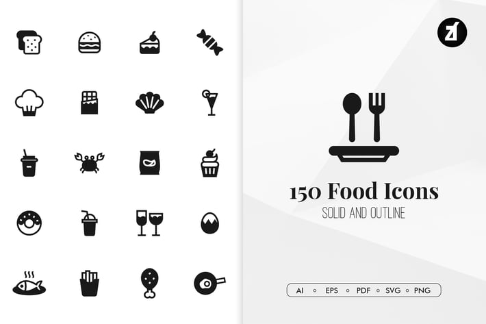 150 Food minimal icons