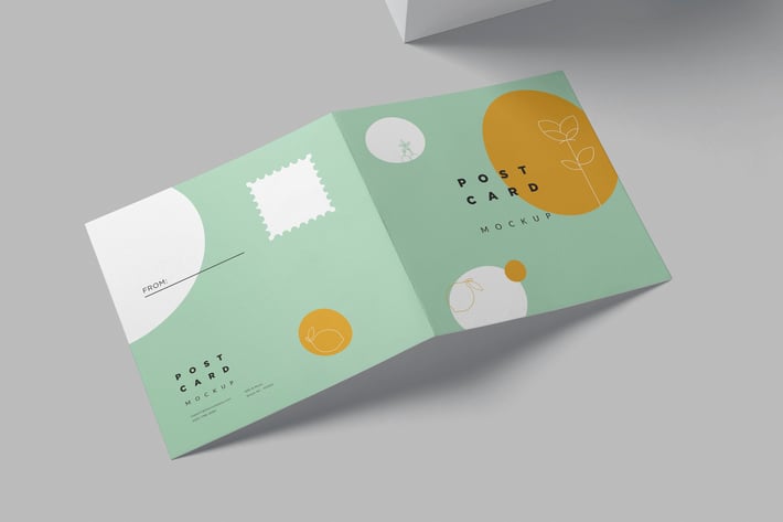 Square Bi Fold Post Card Mockups