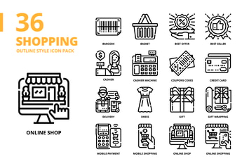 Shopping Outline Style Icon Set