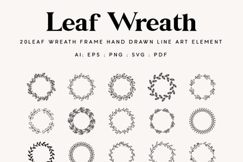 20 Leaves Wreath  and Laurels Element