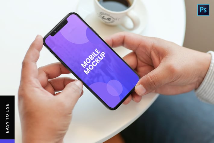 Mobile with Hand Mockup