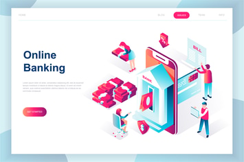 E-banking Isometric Landing Page