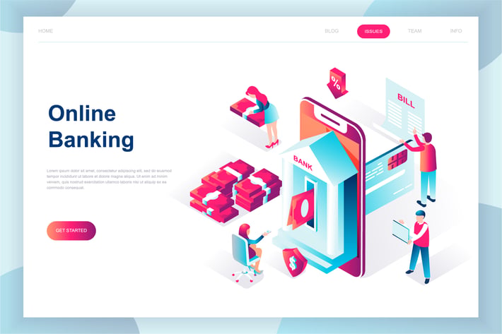 E-banking Isometric Landing Page