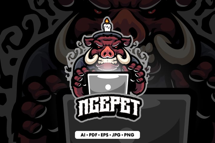 Mythology Boar Mascot logo