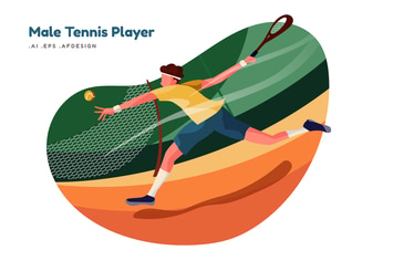 Male Tennis Player Vector Illustration