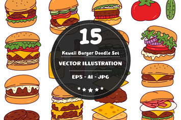 Kawaii Burger Doodle Set
