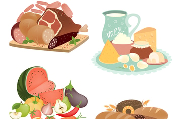 Collection of food items. Vector isolated 