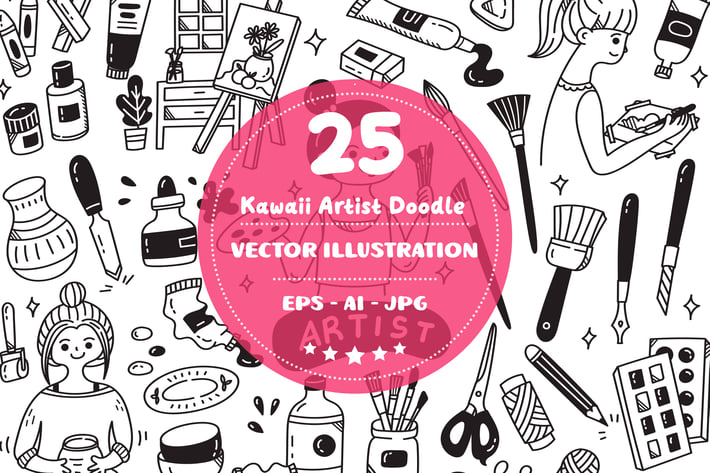 Kawaii Artist Doodle Set