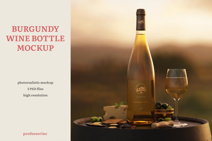 Burgundy Wine Bottle Mockup