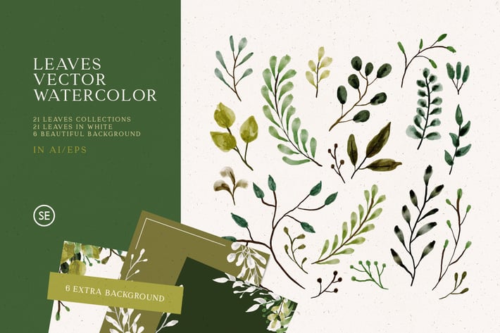 Leaves Vector Watercolor