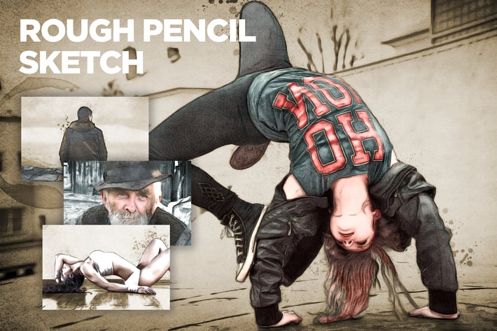 Rough Pencil Sketch CS3+ Photoshop Action