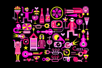 Festive City Vector Illustration (horizontal)