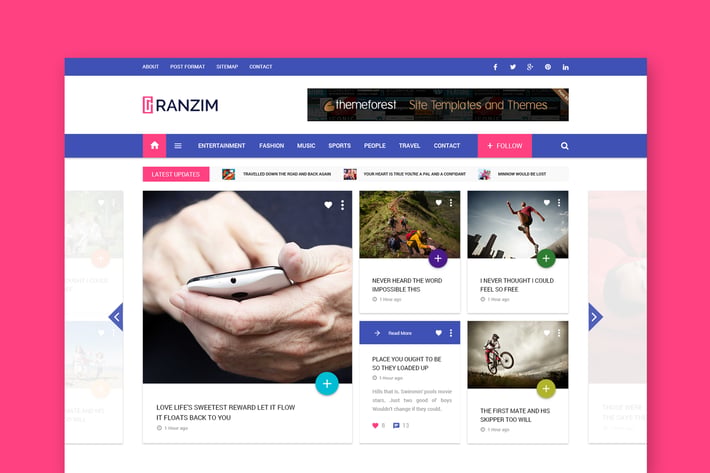 Ranzim - Material Design Blog PSD Template