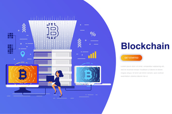 Cryptocurrency and Blockchain Modern Flat Concept