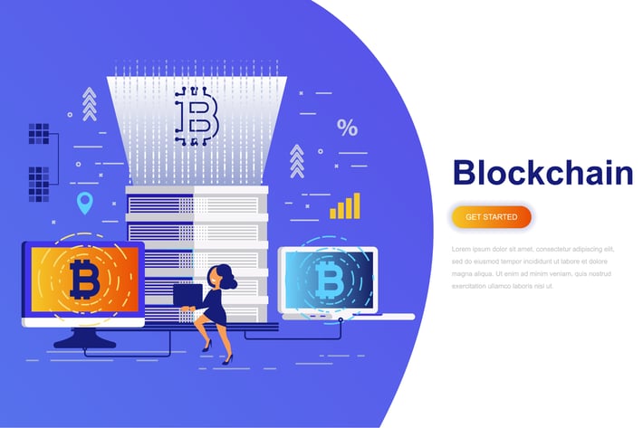 Cryptocurrency and Blockchain Modern Flat Concept