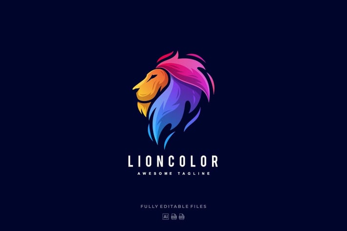 Lion Head Colorful Logo