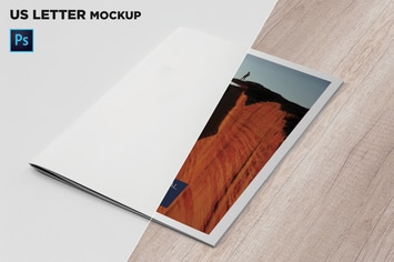 US Letter Cover Brochure Mockup 45 Degree