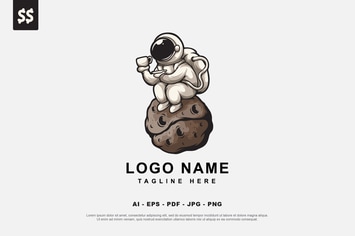 Coffee Astronaut Character Logo Design