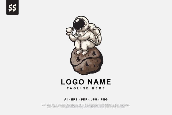 Coffee Astronaut Character Logo Design