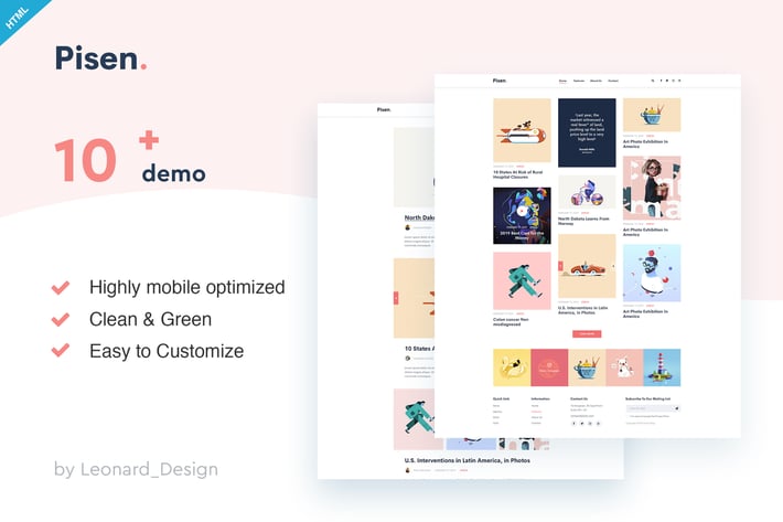 Pisend | Minimalism Blog HTML5 Template