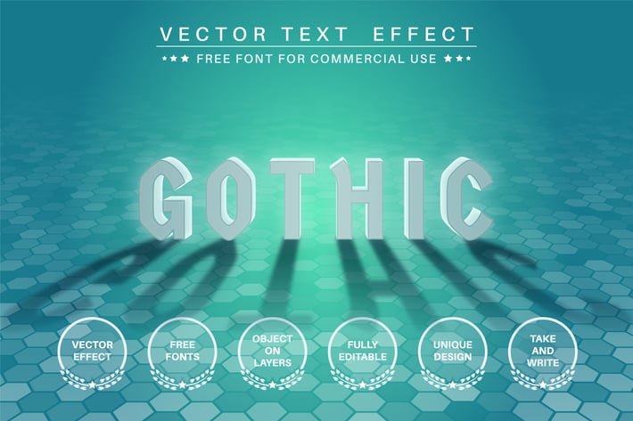 Back light - editable text effect,  font style