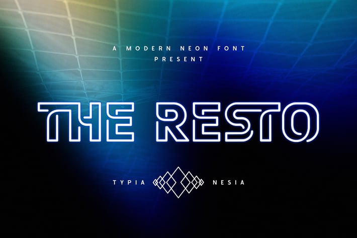The Resto - Techno Scifi Neon Outline Sans