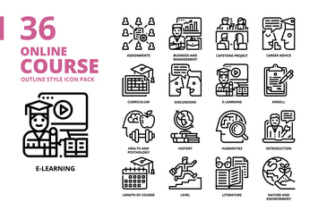 Online Course Outline Icon Set