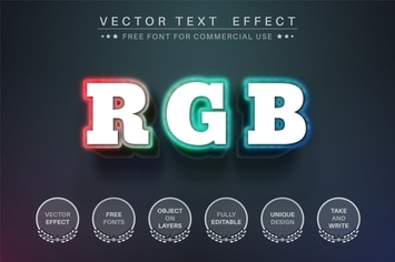 RGB color - editable text effect,  font style
