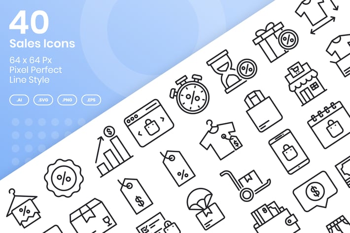 40 Sales Icons Set - Line