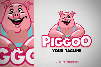 Cartoon Pig Mascot Logo