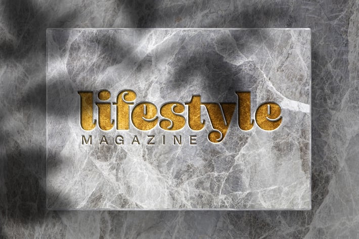 Luxury Debossed Logo Mockup on Marble